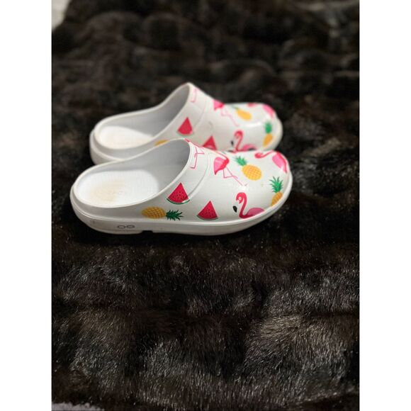 Oofos OOcloog Flamingo Recovery Shoes Clog Womens Size 8 Limited Edition - Picture 3 of 5